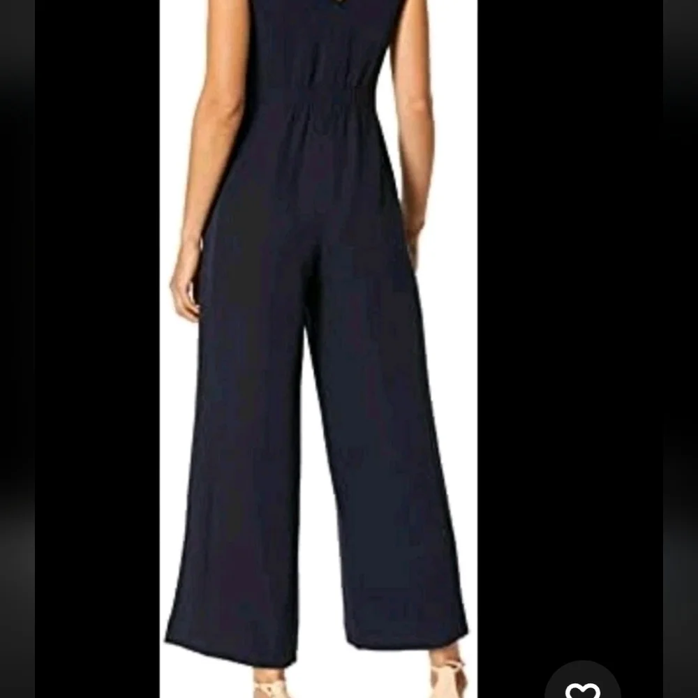 Lauren Ralph Lauren Navy Blue Wide Leg Comfortable Jumpsuit Womens Size XL - Picture 6 of 6